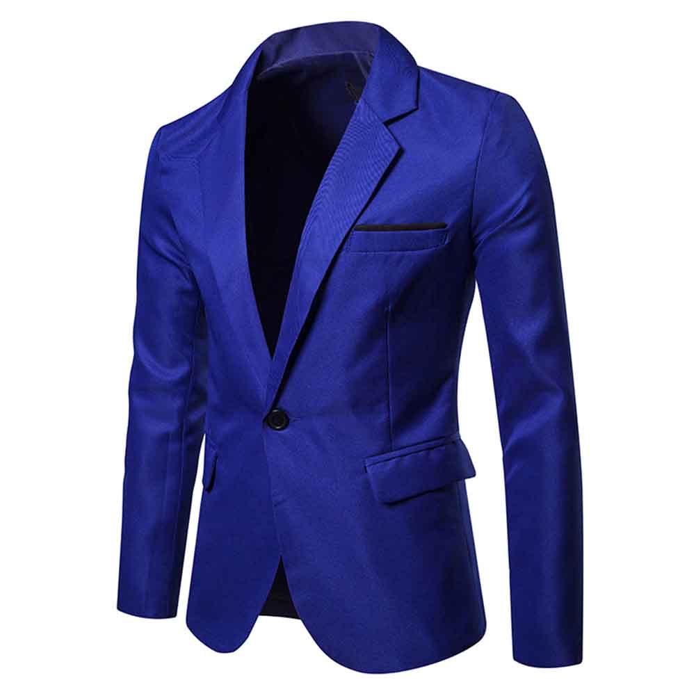 Men's Casual Slim Fit Jacket Daily Blazer Coat Tops Dark Blue