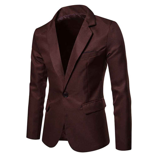 Men's Casual Slim Fit Jacket Daily Blazer Coat Tops Coffee - Cloudstyle