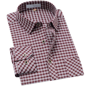 Men's Regular Fit Striped and Plaid Casual Cotton Shirt