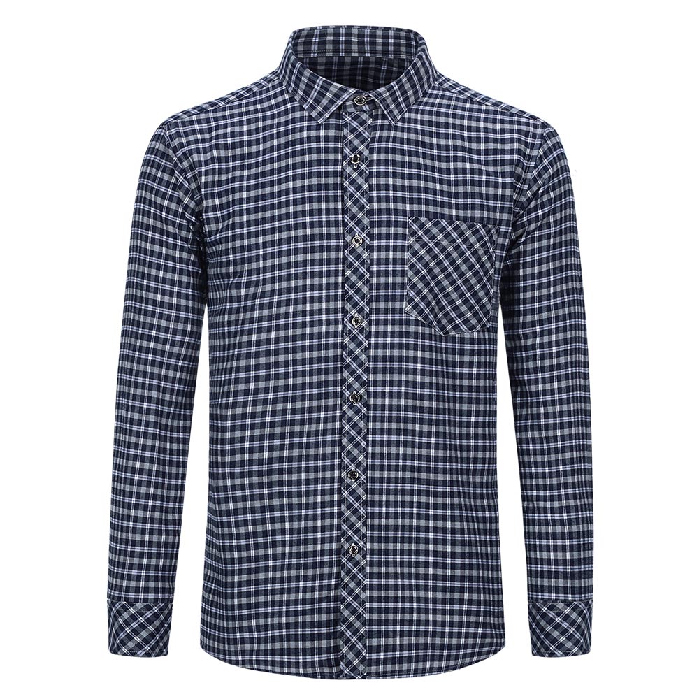 Men's Regular Fit Striped and Plaid Casual Cotton Shirt