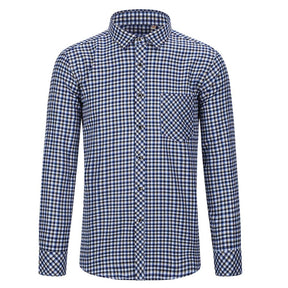 Men's Regular Fit Striped and Plaid Casual Cotton Shirt