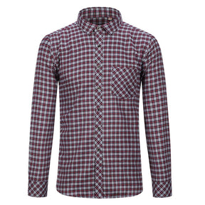 Men's Regular Fit Striped and Plaid Casual Cotton Shirt