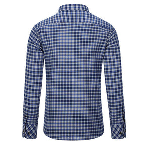 Men's Regular Fit Striped and Plaid Casual Cotton Shirt