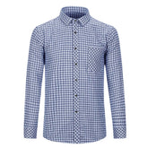 Men's Regular Fit Striped and Plaid Casual Cotton Shirt