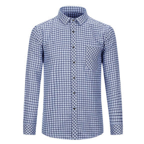 Men's Regular Fit Striped and Plaid Casual Cotton Shirt