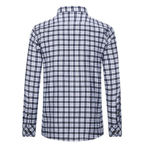 Men's Regular Fit Striped and Plaid Casual Cotton Shirt