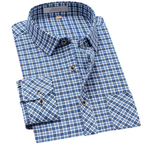 Men's Regular Fit Striped and Plaid Casual Cotton Shirt