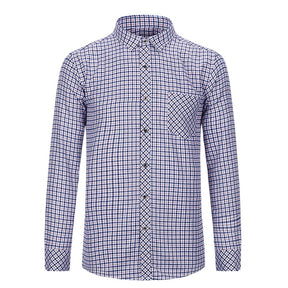Men's Regular Fit Striped and Plaid Casual Cotton Shirt