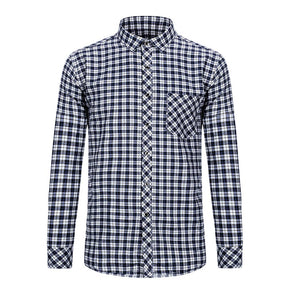 Men's Regular Fit Striped and Plaid Casual Cotton Shirt