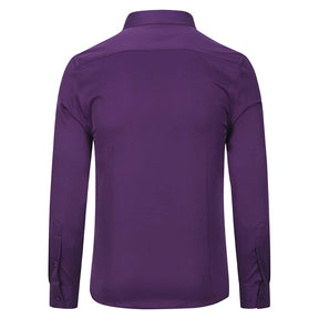 Men's Dress Shirt Solid Slim Fit Bamboo Fiber Casual Formal Shirt Purple