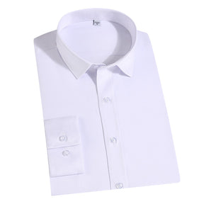 Men's Dress Shirt Solid Slim Fit Bamboo Fiber Casual Formal Shirt White