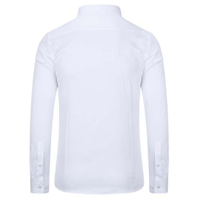 Men's Dress Shirt Solid Slim Fit Bamboo Fiber Casual Formal Shirt White