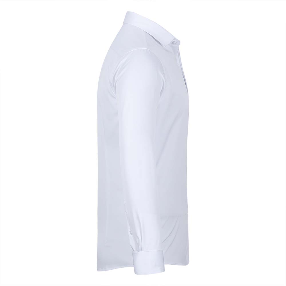 Men's Dress Shirt Solid Slim Fit Bamboo Fiber Casual Formal Shirt White