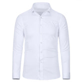 Men's Dress Shirt Solid Slim Fit Bamboo Fiber Casual Formal Shirt White