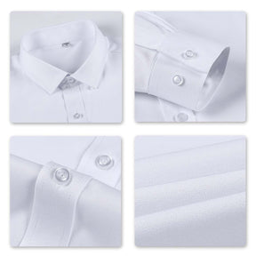Men's Dress Shirt Solid Slim Fit Bamboo Fiber Casual Formal Shirt White