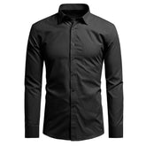 Men's Solid Black Business | Formal | Casual Lapel Shirt