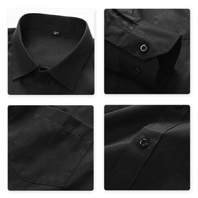 Men's Solid Black Business | Formal | Casual Lapel Shirt