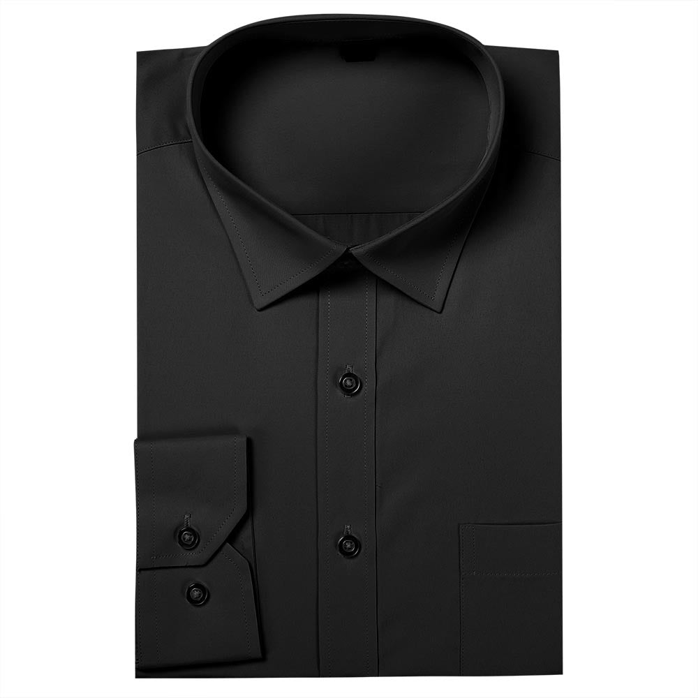 Men's Solid Black Business | Formal | Casual Lapel Shirt