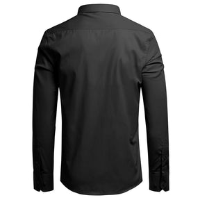 Men's Solid Black Business | Formal | Casual Lapel Shirt