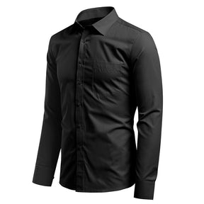 Men's Solid Black Business | Formal | Casual Lapel Shirt