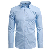 Men's Solid Blue Business | Formal | Casual Lapel Shirt