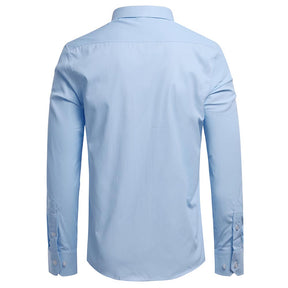 Men's Solid Blue Business | Formal | Casual Lapel Shirt