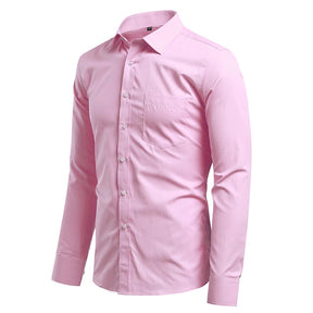 Men's Solid Pink Business | Formal | Casual Lapel Shirt