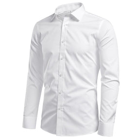 Men's Solid White Business | Formal | Casual Lapel Shirt