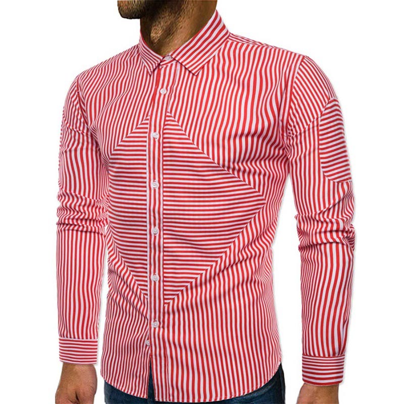 Regular Fit Stripe Casual Shirt Red