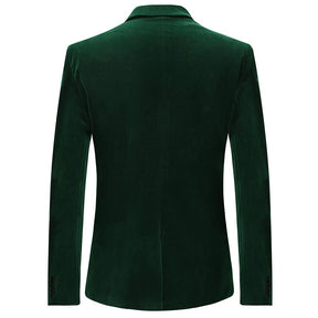 Green Velvet Fashion Blazer Pleuche Tuxedo Jacket