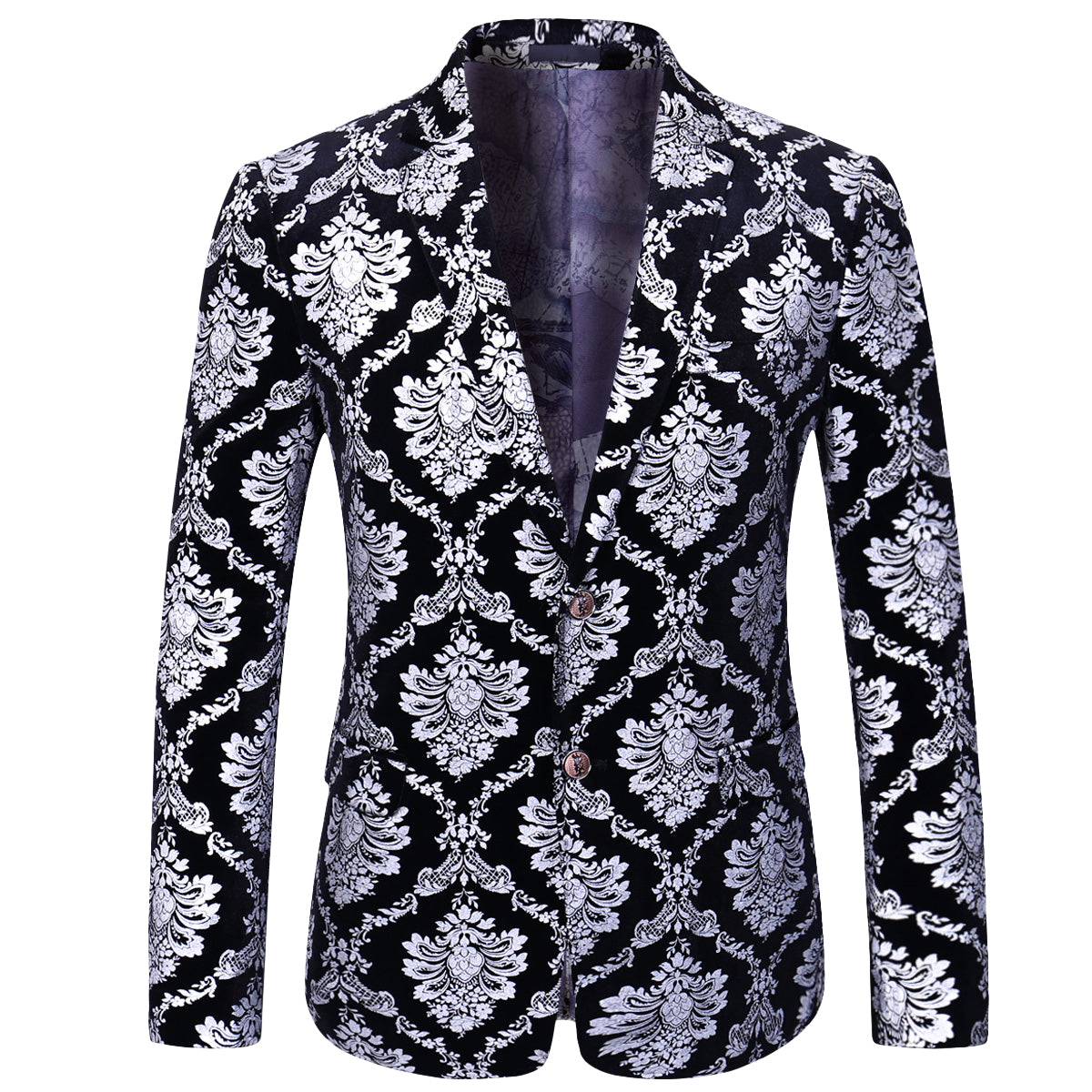 Modern Fit  Floral Silver Blazer