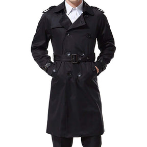 Slim Fit Belted Trench Coat Black