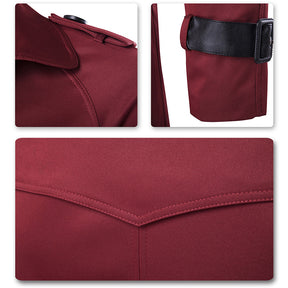 Slim Fit Belted Trench Coat Maroon