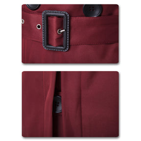 Slim Fit Belted Trench Coat Maroon