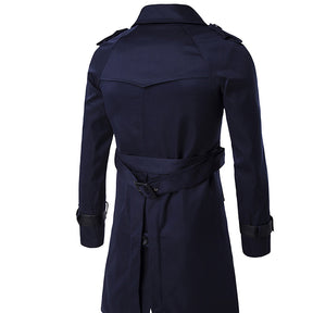 Slim Fit Belted Trench Coat Navy