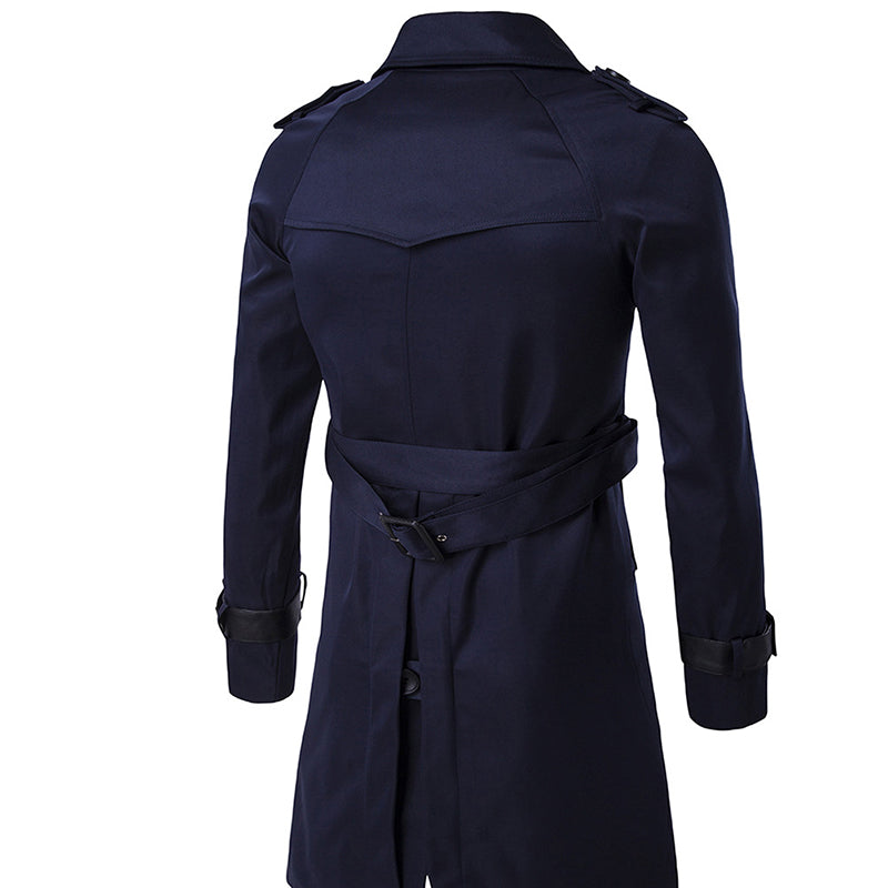 Slim Fit Belted Trench Coat Navy