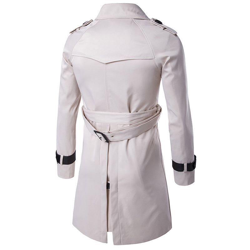 Slim Fit Belted Trench Coat Beige
