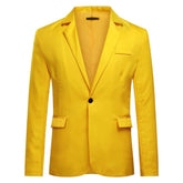 Men's Slim Fit Casual Blazer Jacket Yellow