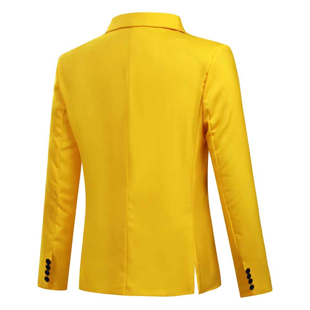 Men's Slim Fit Casual Blazer Jacket Yellow