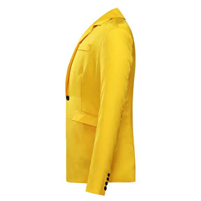 Men's Slim Fit Casual Blazer Jacket Yellow
