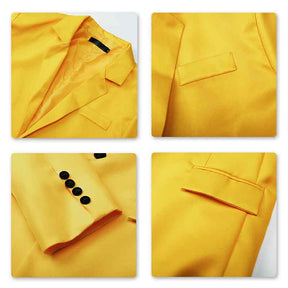 Men's Slim Fit Casual Blazer Jacket Yellow