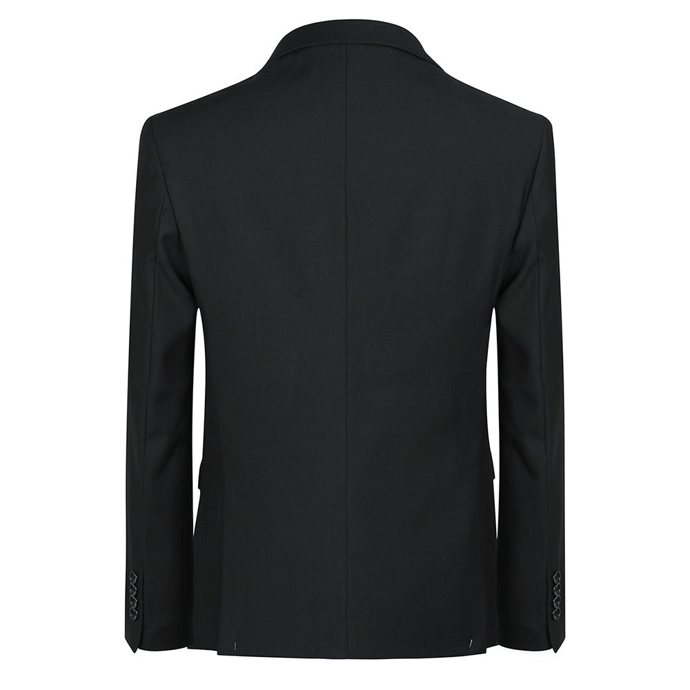 3-Piece Notched Lapel Casual Black Suit