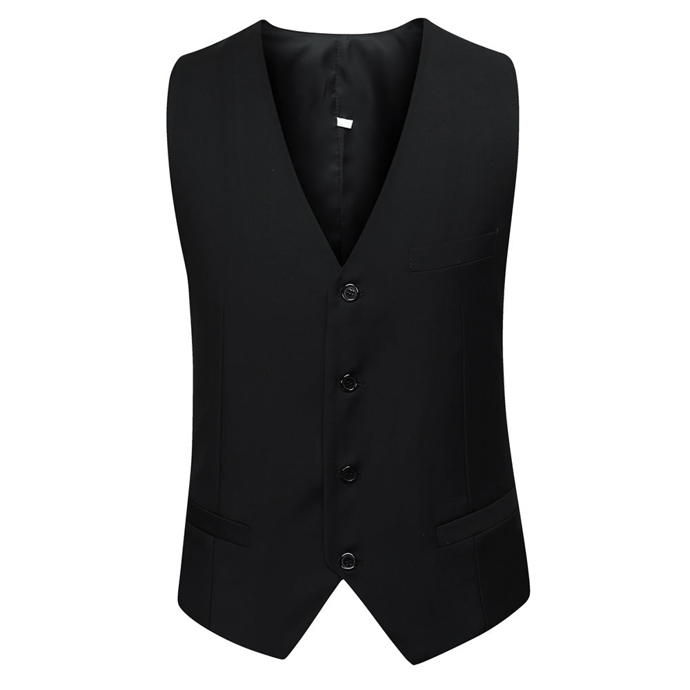 3-Piece Notched Lapel Casual Black Suit