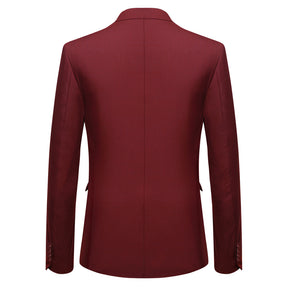 3-Piece Notched Lapel Casual Suit Maroon