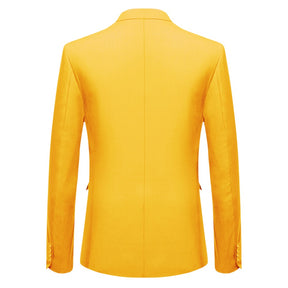 3-Piece One Button Formal Suit Yellow Suit