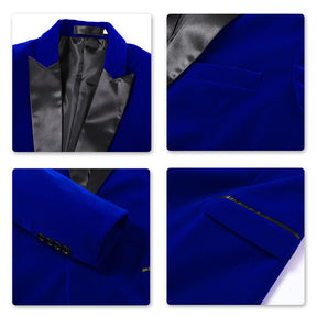 Slim Fit 2-Piece Blue Pleuche Velvet Tuxedo Suit