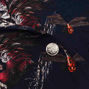 Slim Fit Floral Print Casual Navy Blazer