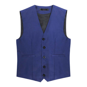 Slim Fit Single Breasted Blue Vest