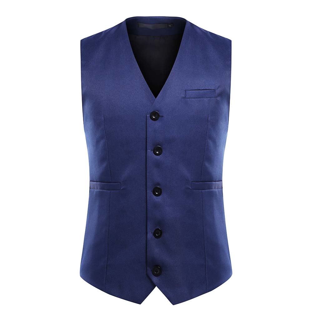 Slim Fit Single Breasted Navy Vest