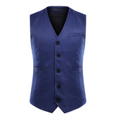 Slim Fit Single Breasted Blue Vest